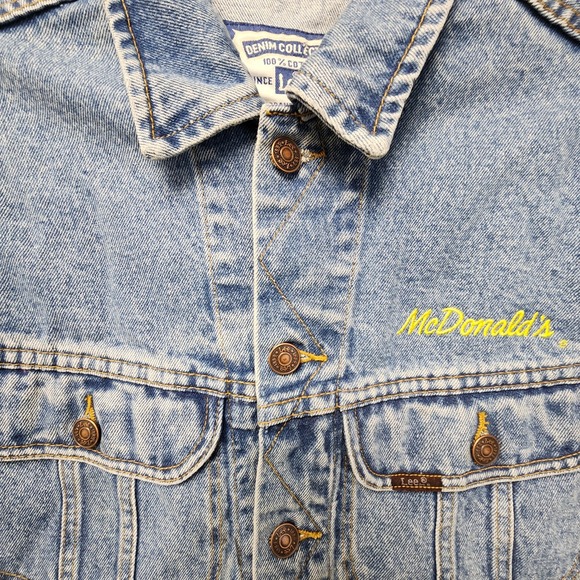 Vintage Lee Denim McDonalds Jean Jacket Mens Medium Blue Embroidered Cotton RARE - Picture 5 of 14